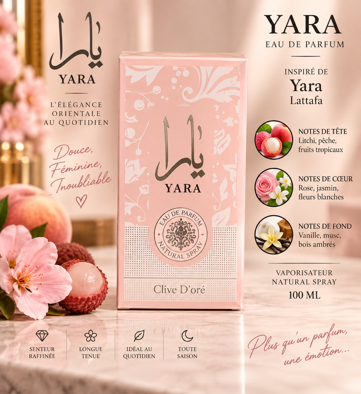 Parfum Yara rose 100ml